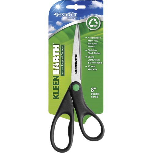 Stainless Steel Shears, 8" Straight, Contoured Black Handles