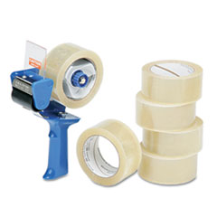 Package Sealing Tape,w/Dispenser,3.1 mil,2"x55 yards,6/PK,CL