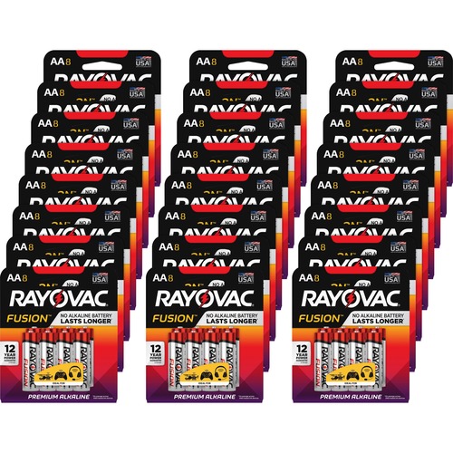 Rayovac Corporation  Alkaline Batteries, AA Fusion, 192/CT, Red/Silver