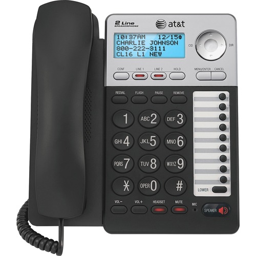 2-Line Speaker Phone w/CID, Corded, Black/Silver