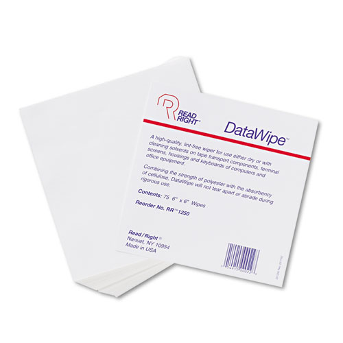 Datawipes Cleaning Wipes, Lint Free, 75/PK, 6"x6"