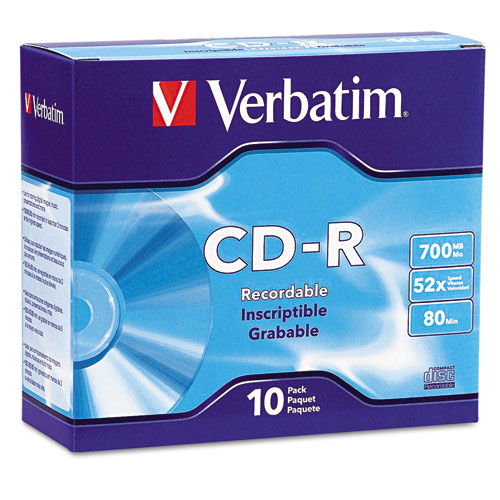 CD-R Disc, 52X, 700MB/80MIN, Branded, Slim Case, 10/PK