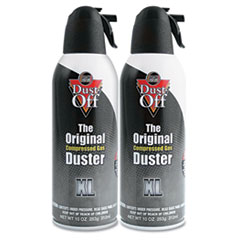 Dust-Off XL Compressed Gas Duster, w/Wipe, 10 oz, 2/PK