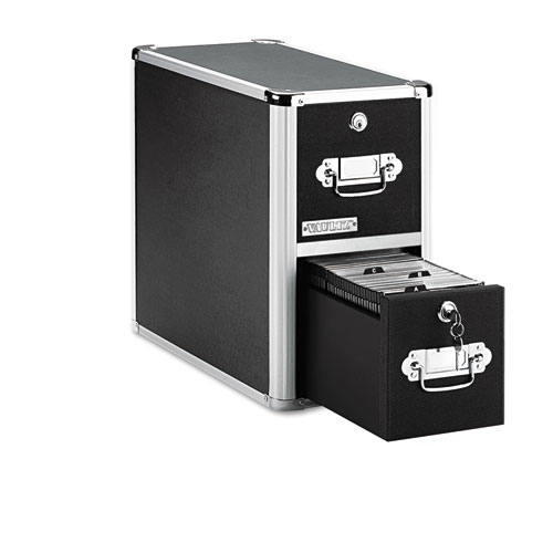 Locking CD Cabinet, 2-Drawer, 8-1/2x"x15"x14", 330 Cap, BK