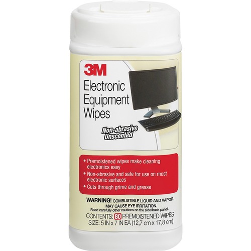 Electronic Equipment Cleaning Wipes, 5-1/2"x6-3/4", 80 Count