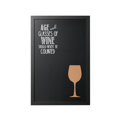 Vino Combo Quote Wallmount Chalkboard, Black Frame, 16 x 24 Inches�