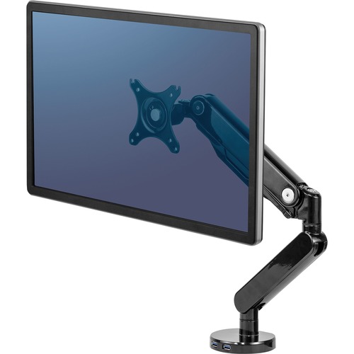 Monitor Arm,w/2 USB Ports,Height/Depth Adjust,20 lb cap,BK