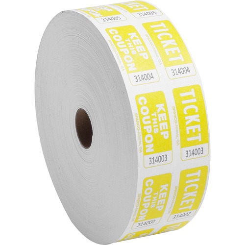 Sparco  Ticket Roll, Double w/Coupon, 2000/RL, Yellow