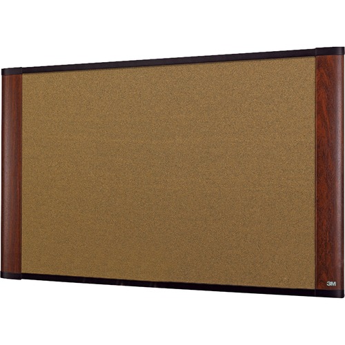 Cork Bulletin Board, Self-Mounting System,3'x2', Mahogany