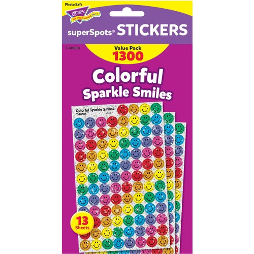 Stickers, Colorful Sparkle Smiles, 1300 Stickers, Multi