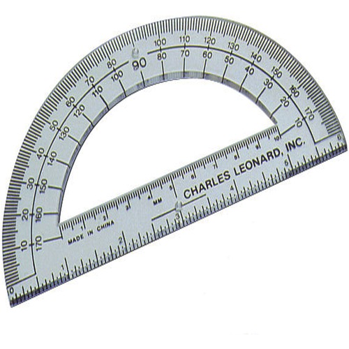 Protractor, w/ 6" Ruler, Plastic, Clear