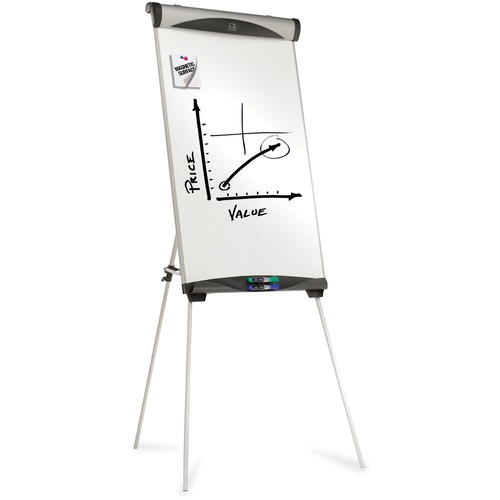 Magnetic Dry-erase Easel, Tripod, Adj. Height, 73"H, Silver