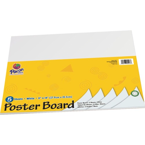 Pacon  Poster Board, Recyclable, 11"x14", 5 Sht/PK, White