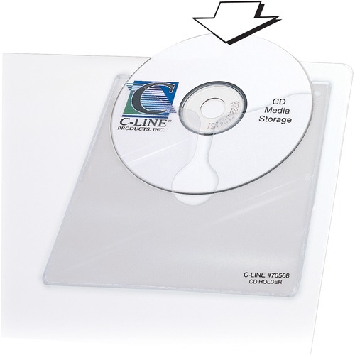 Self Adhesive CD/DVD Holder, Reduced Glare, 10/PK, Clear