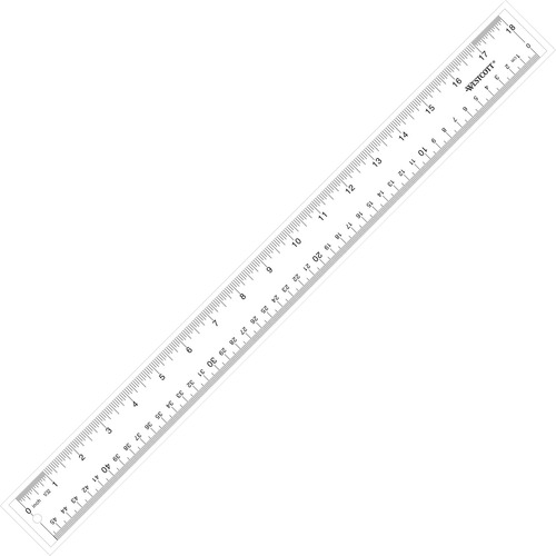 Plastic Ruler, Acrylic, 18" Long, Clear