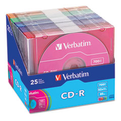 Verbatim  CD-R,52X,80 Min/700MB,Assorted Color W/case,Branded,25/PK