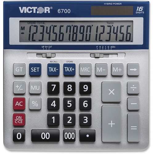 16-Digit Desktop Calculator, Silver/Blue