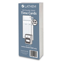 Lathem  Time Cards, f/Lathem 400E, 2-sided, 7"H, 100/PK, Blue Ink/WE