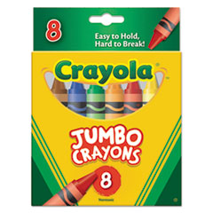 Jumbo Crayons, Nontoxic, 8/BX, Assorted