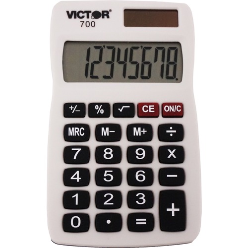 8-Digit Handheld Calculator, Large LCD,2-1/4"x4"x1/4",Gray