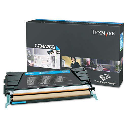 Genuine OEM Lexmark C734A2CG Cyan Toner Cartridge (6,000 page yield)