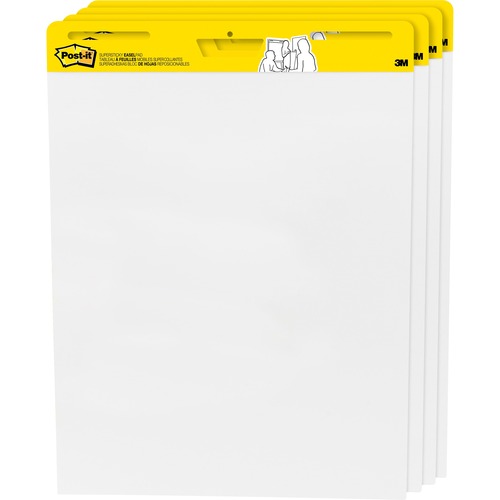 Self-stick Easel Pads, Plain, 30 Shts, 25"x30",4/CT, White