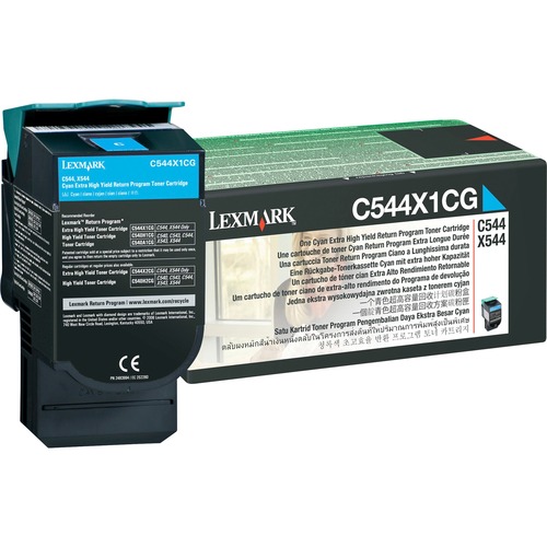 Genuine OEM Lexmark C544X1CG Extra Hi-Yield Cyan Return Program Toner Cartridge (4000 page yield)