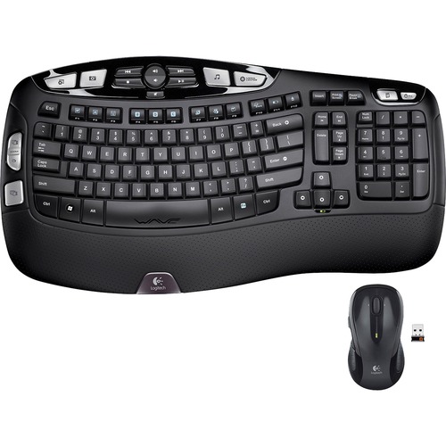 Keyboard/Mouse Combo, Wireless, 19"x7-5/8"x1", Black