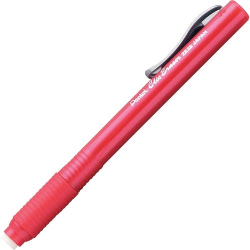Pentel  Clic Eraser, Retractable, Pocket Clip, Red Barrel