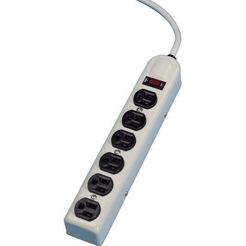 6 Outlet Metal Power Strip, 6' Cord, 3 Prong, Platinum
