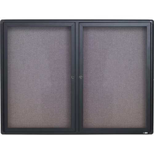 Bulletin Board,Fabric,2 Door, 4'x3', Graphite Frame