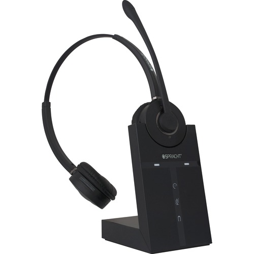 Binaural Headset w/ Base, 350' Range, 3"W x 7"L x 7-4/5"H,BK