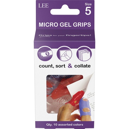 Lee  Fingertip Grips, Micro-Gel, Size 5, 10/PK, Assorted