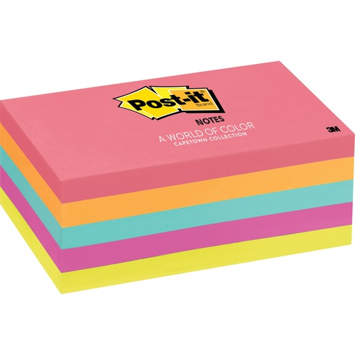 Post-it Notes, 3"x5", 5/PK, 100 Sh/Pad, Pastel Assorted
