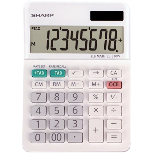 8-Digit Calculator, Twin Power, 3-2/5"Wx4-3/4"Lx1"H, White