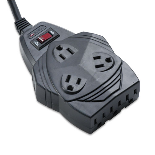 Surge Protector, 8 Outlets, 6' Power Cord, Charcoal Black