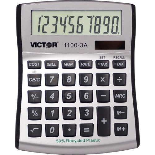10-Digit Calculator,Dual Power,4-1/2"x5-1/4x3/4",SLR/BL