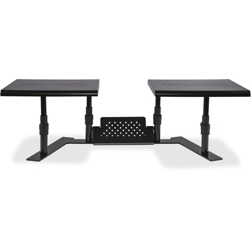 Dual Monitor Stand, Steel, 32"Wx14"Dx6-1/10"-8-2/5", Black