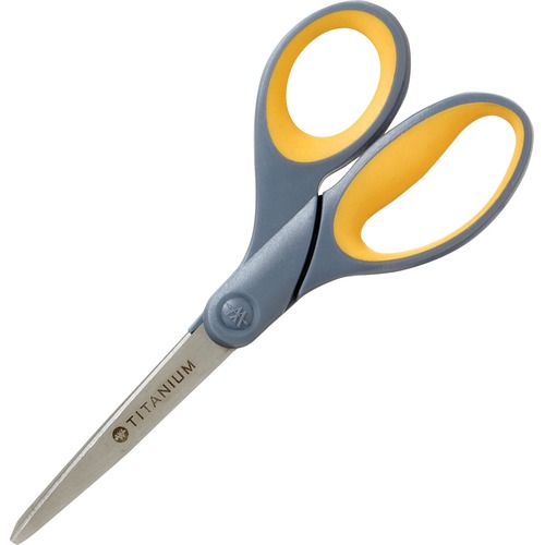 Straight Scissors,Titanium Bonded,7", Gray/Yellow