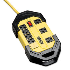 Power Strip, 8-Outlets, 12' Cord, 120V, Yellow/Black
